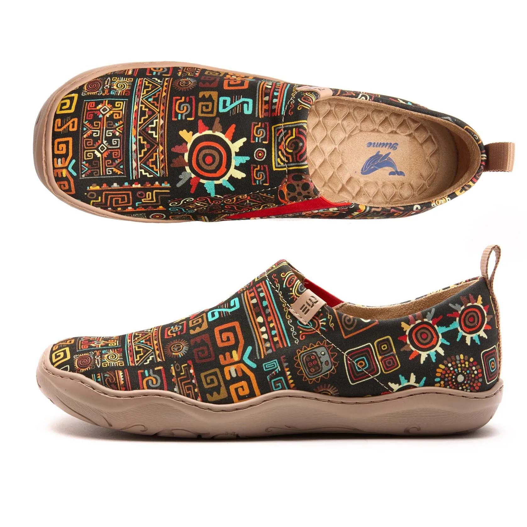 Tribal Glow Women's Slip-On Shoes Painted Canvas Sneakers