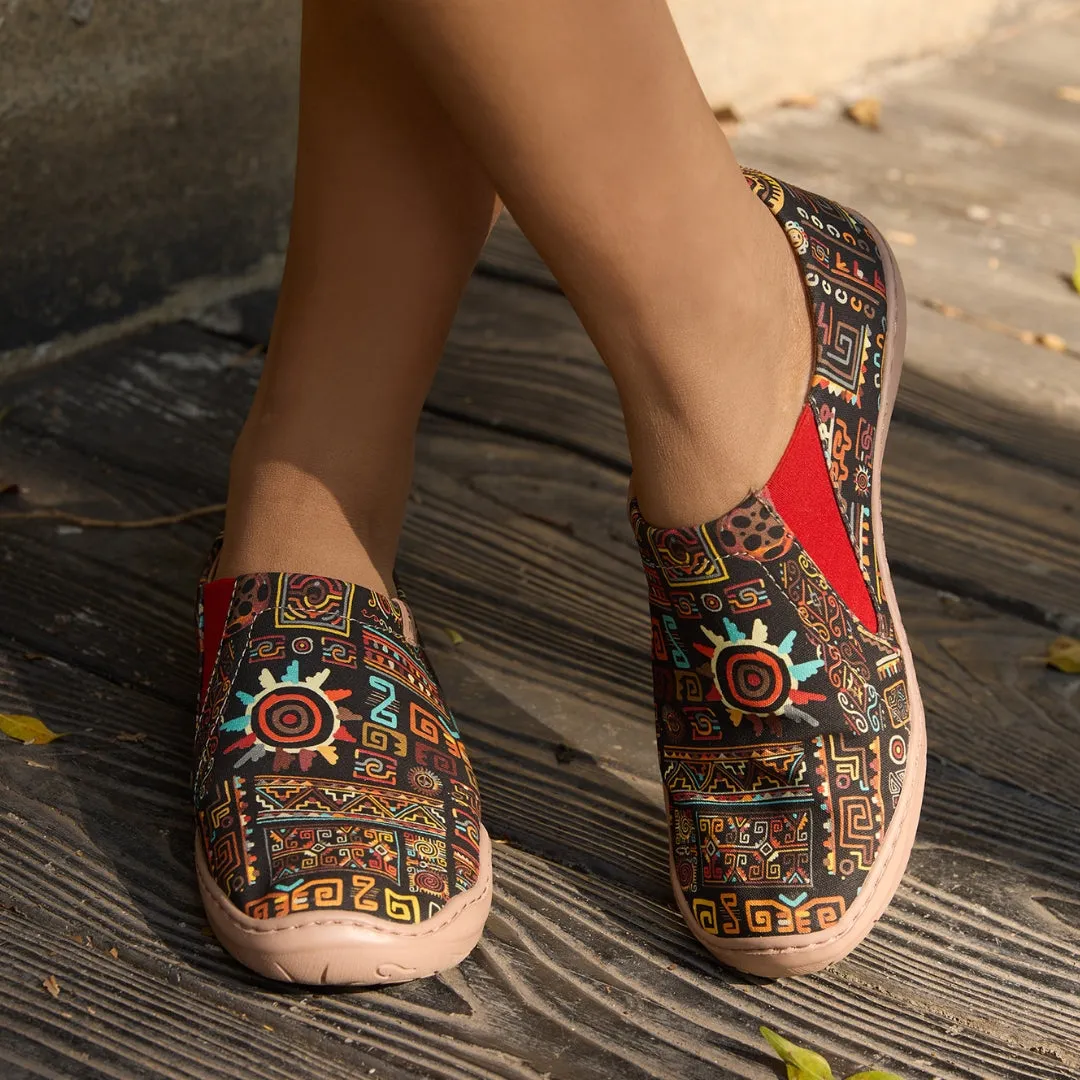Tribal Glow Women's Slip-On Shoes Painted Canvas Sneakers