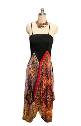 VINTAGE 1960s / 1970s PAISLEY SATIN HANDKERCHIEF DRESS IN GORGEOUS COLORS