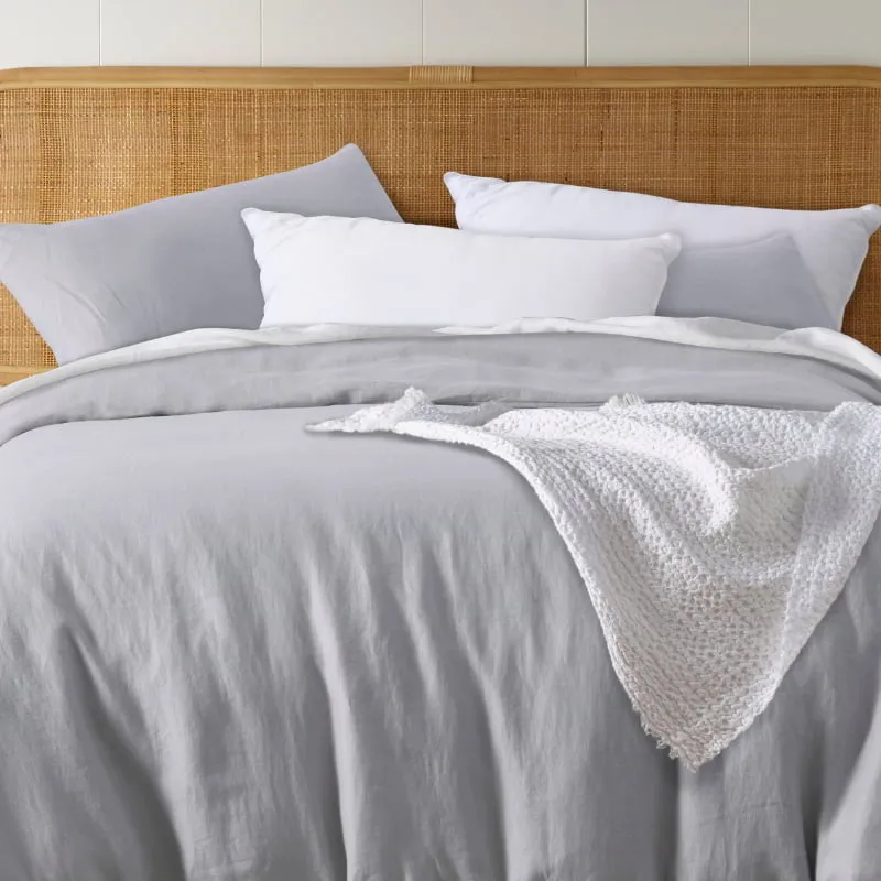 Vintage Design French Linen Dove Grey Quilt Cover Set