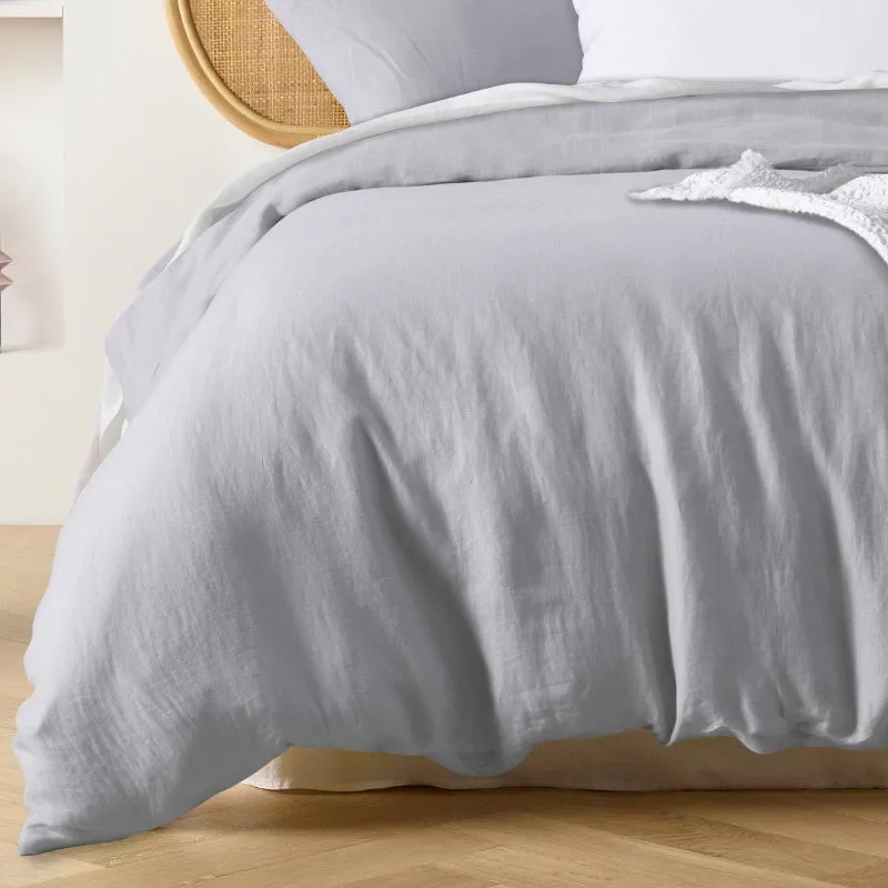 Vintage Design French Linen Dove Grey Quilt Cover Set