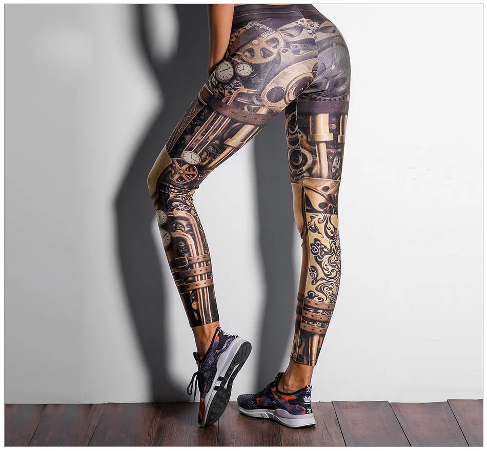 Women's High Waist Polyester Plus Size Leggings